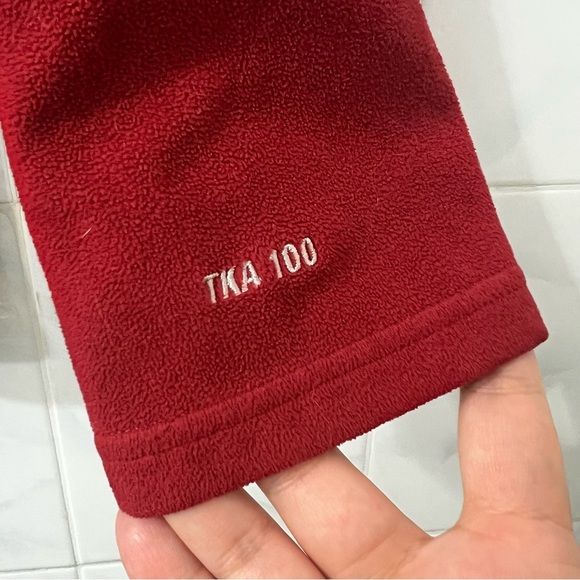 North Face Men’s 1/4 Quarter Zip M Red Fleece Hiking Outdoor Gym Travel Jacket - Picture 4 of 12